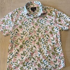 Bonobos Pink & Green Floral Short-Sleeve Button-Down Shirt M Standard Fit